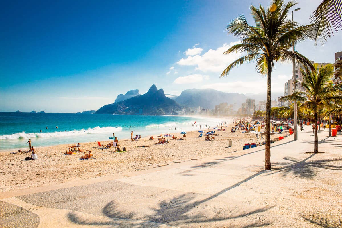 Palm Lined Beachfront In Rio de Janeiro, Brazil