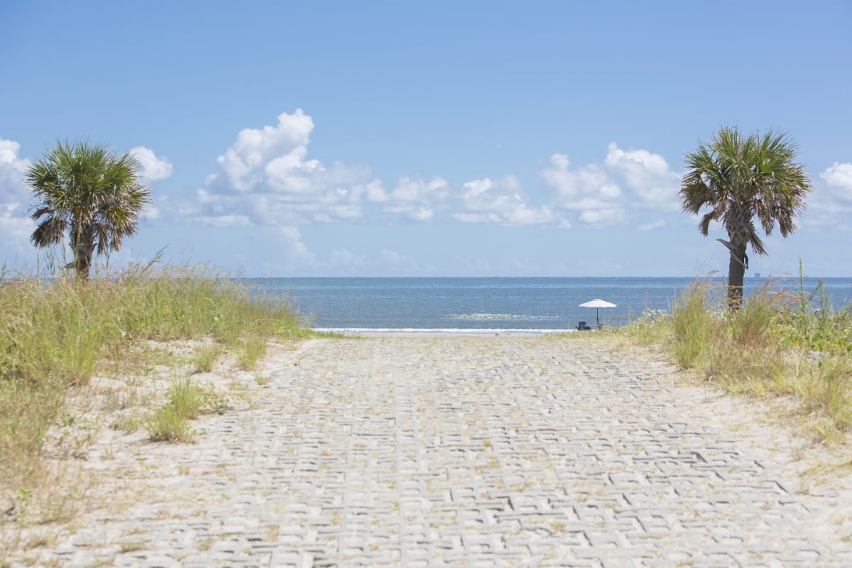 Paved pathway to Louisiana beach