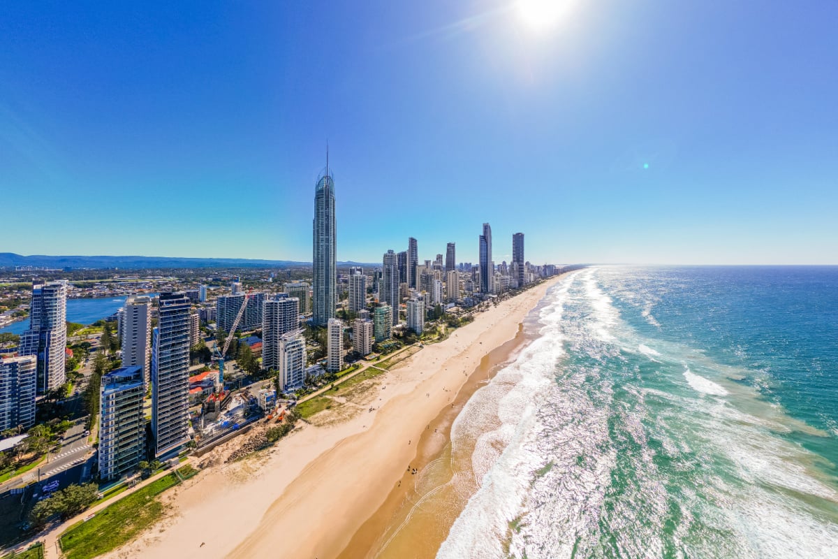 Gold Coast, Australia high-rises along vibrant coastline